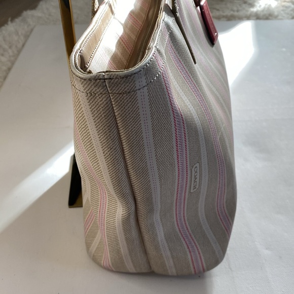 Coach Legacy Ticking Stripe Coated Canvas Weekend Tote - Picture 3 of 13